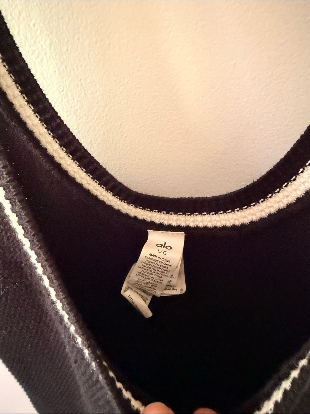 ALO Yoga Black Knit Tank Dress with White Trim - Picture 6 of 7